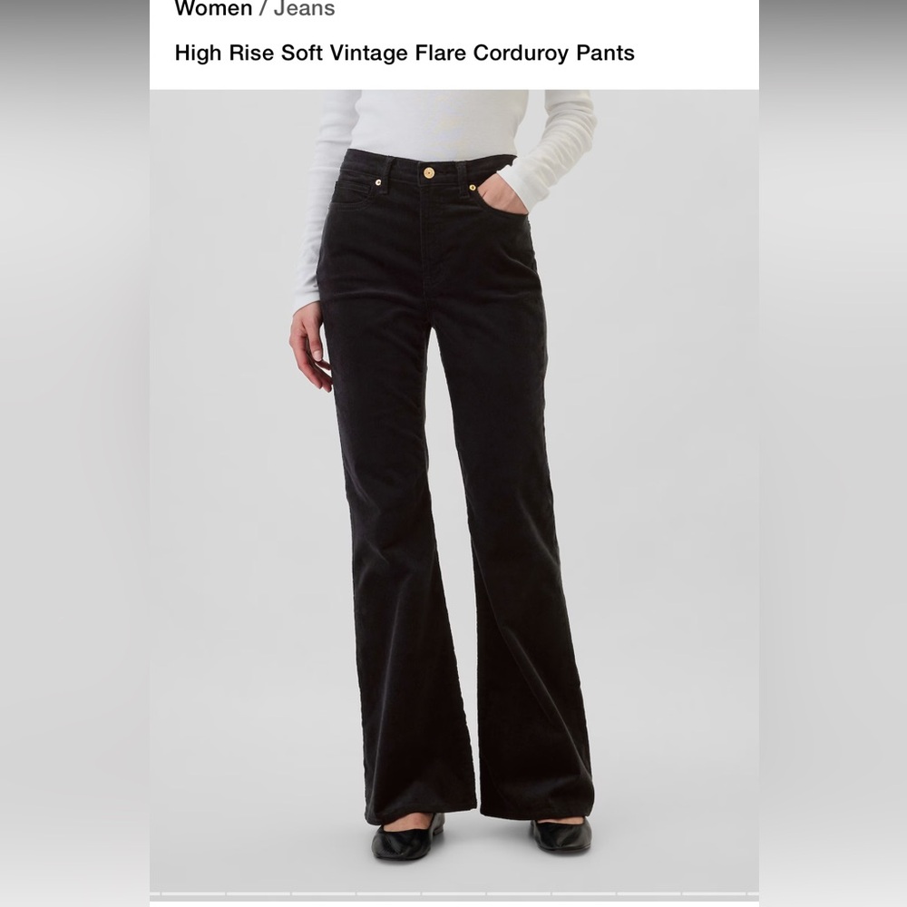 Gap High rise vintage glare corduroy pants black